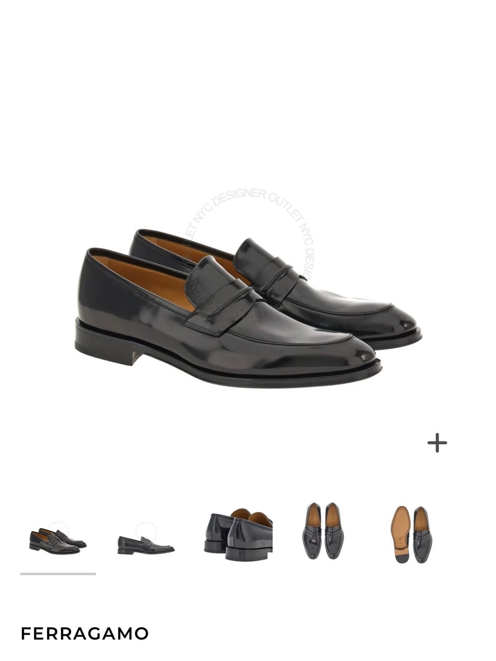 Salvatore Ferragamo Black Patent Leather Penny Loafers